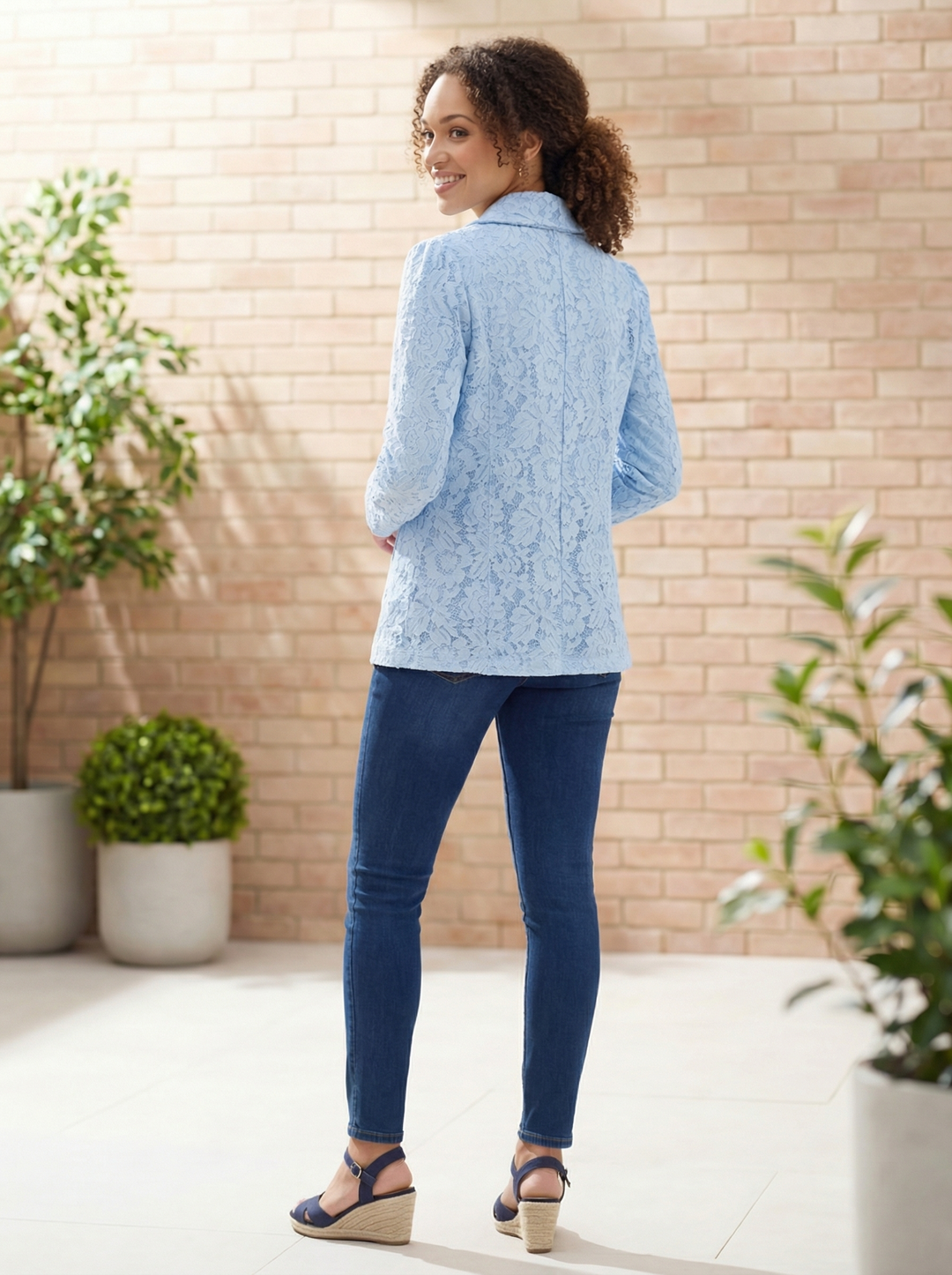 "AVERY” Premium Lace Blazer - Sky Blue