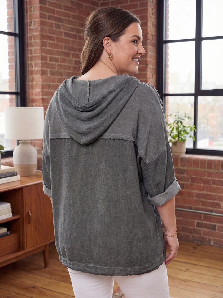 "BRIANNA” Premium Hooded Top - Dark Grey