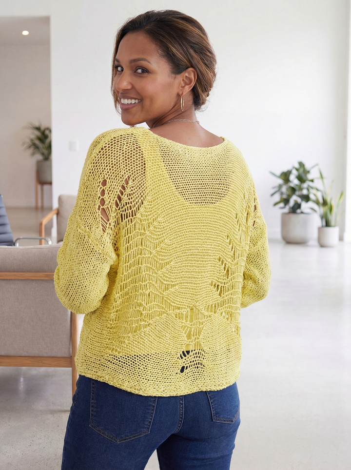 “MADISON” Crochet Knit Jumper - Yellow