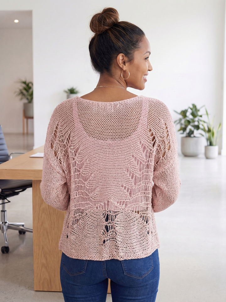 “MADISON” Crochet Knit Jumper - Blush Pink