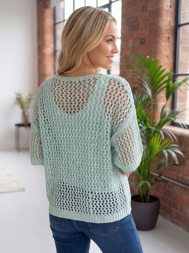 “LUCY”  Relaxed Fit Knit Cardigan/Top - Mint