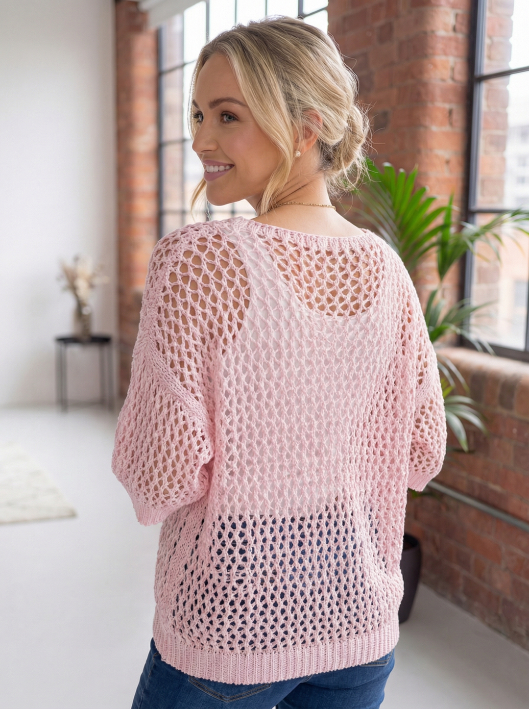 “LUCY”  Relaxed Fit Knit Cardigan/Top - Blush Pink
