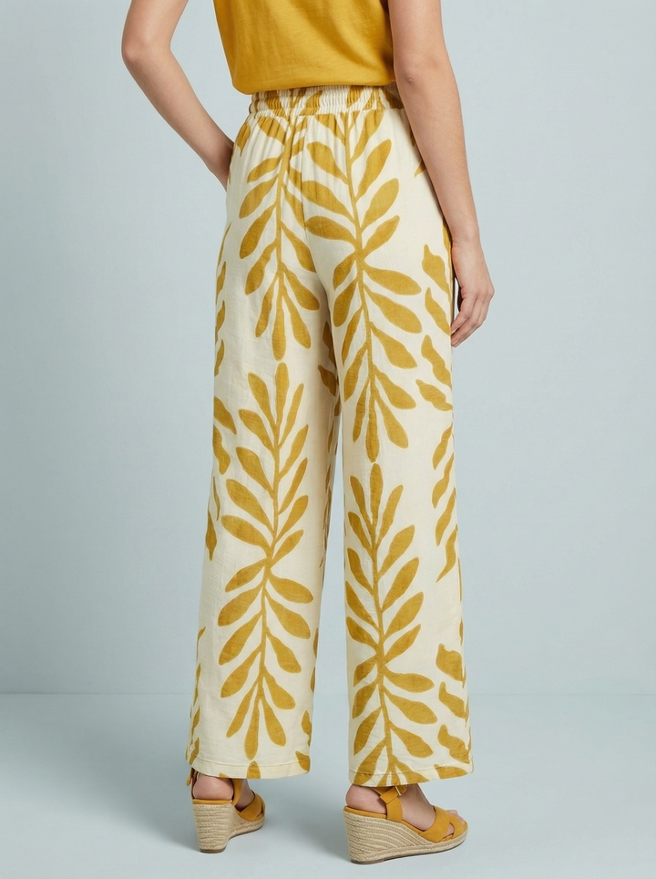 "EMILIA”  Print Trouser  - LIMITED EDITION - Mustard & Cream