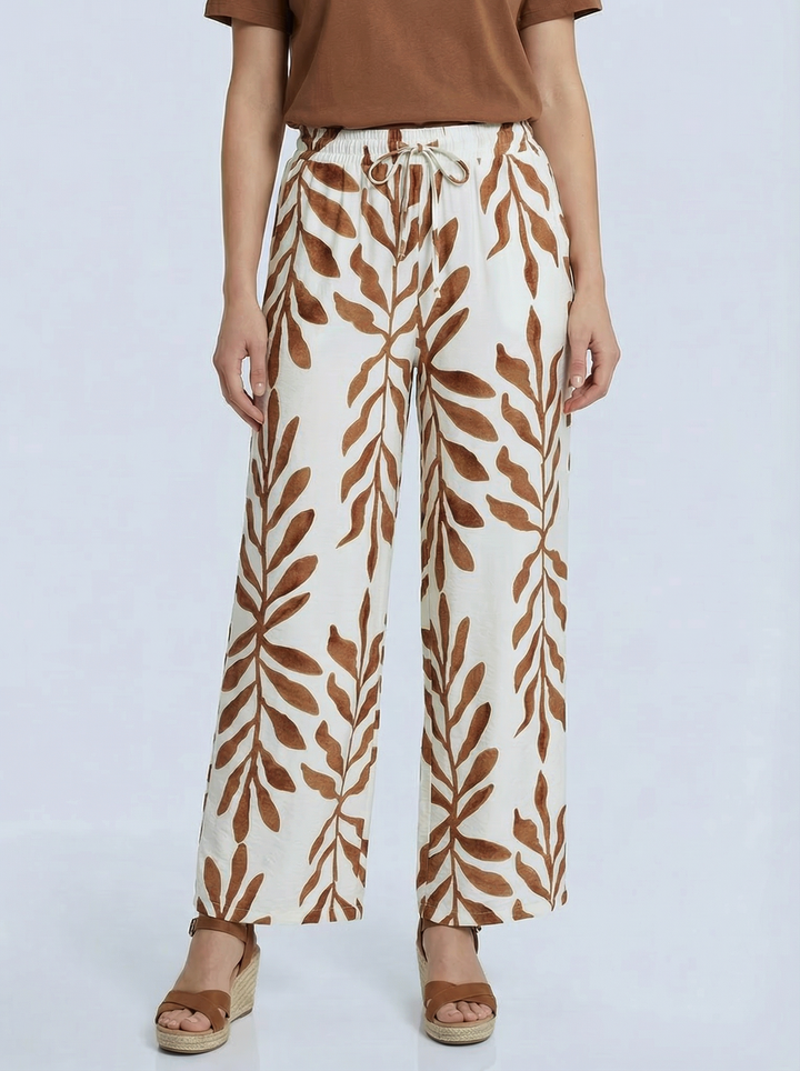 "EMILIA”  Print Trouser  - LIMITED EDITION - Brown & Cream