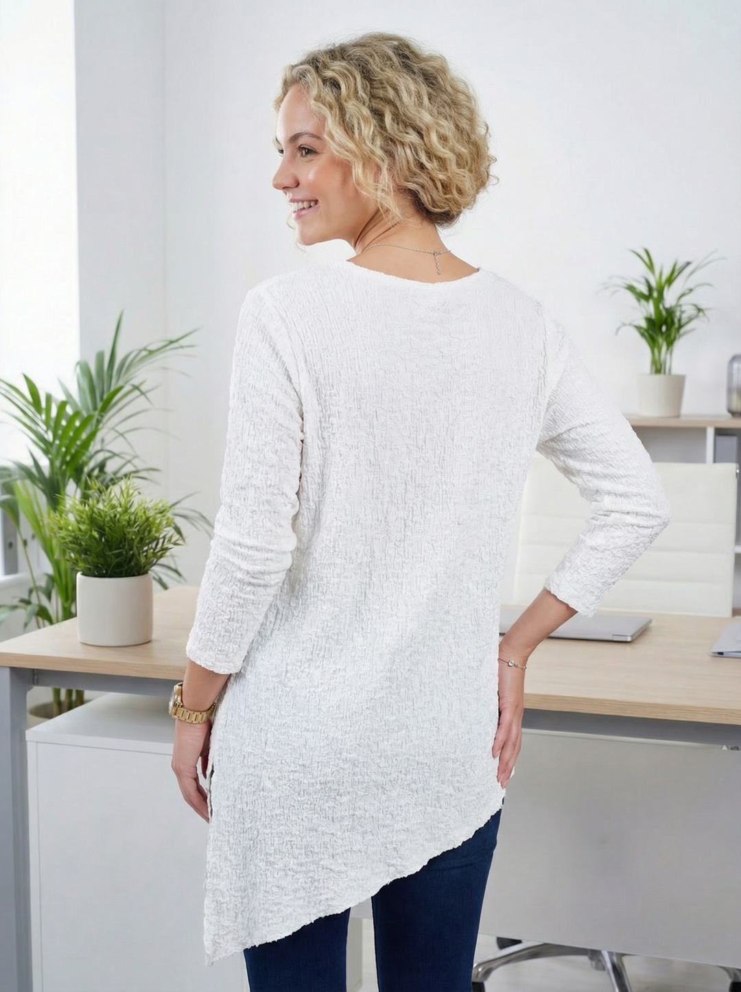 "TERESA” Asymetric Textured  Top