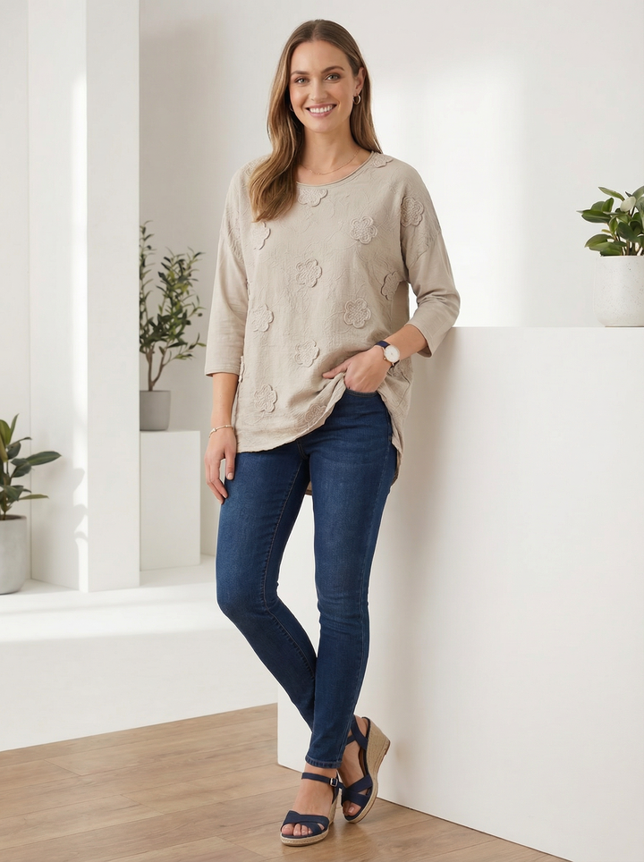 "OLIVIA” 3D FLORAL TOP