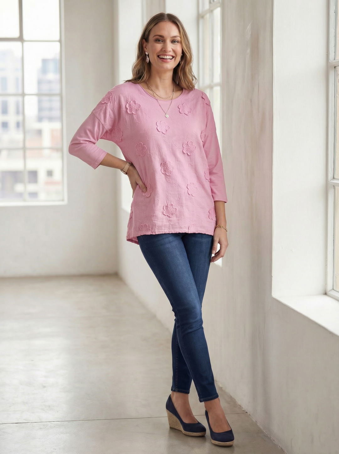 "OLIVIA” 3D FLORAL TOP