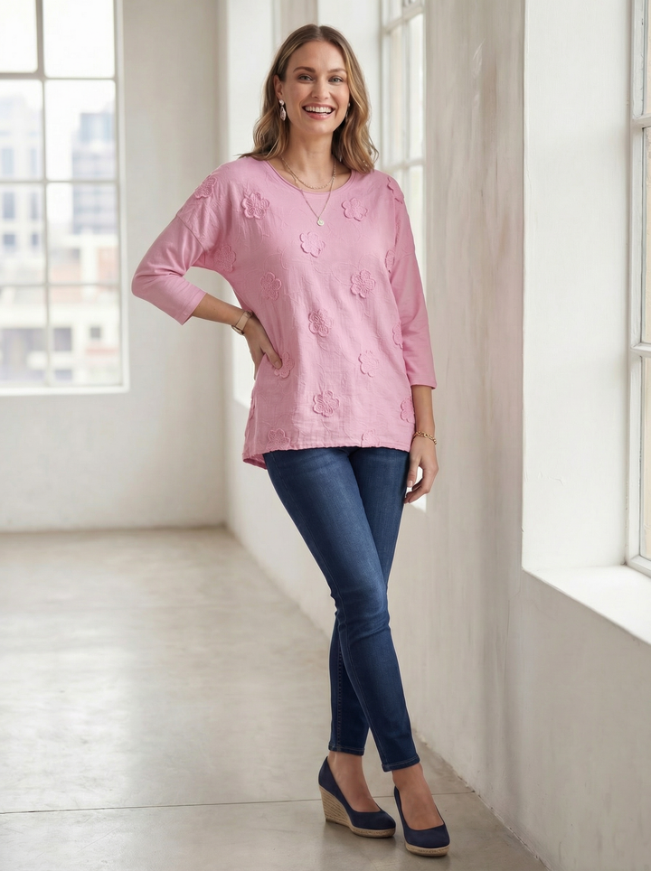 "OLIVIA” 3D FLORAL TOP