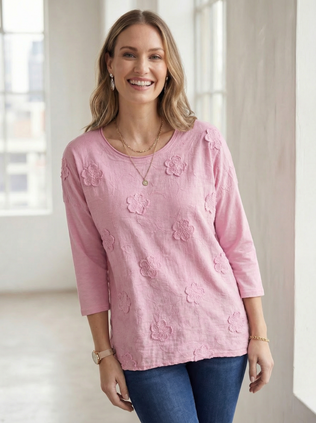 "OLIVIA” 3D FLORAL TOP