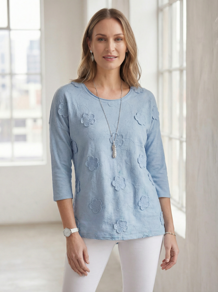 "OLIVIA” 3D FLORAL TOP