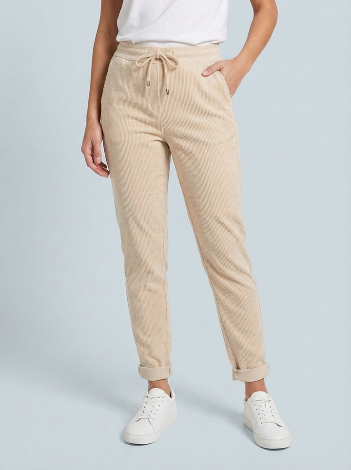 "CARMELA" Corduroy Trouser - Cream