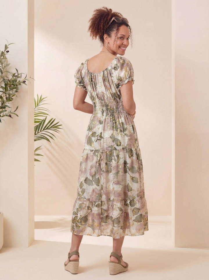 "MATILDA” Bordeaux Maxi Dress - Cream