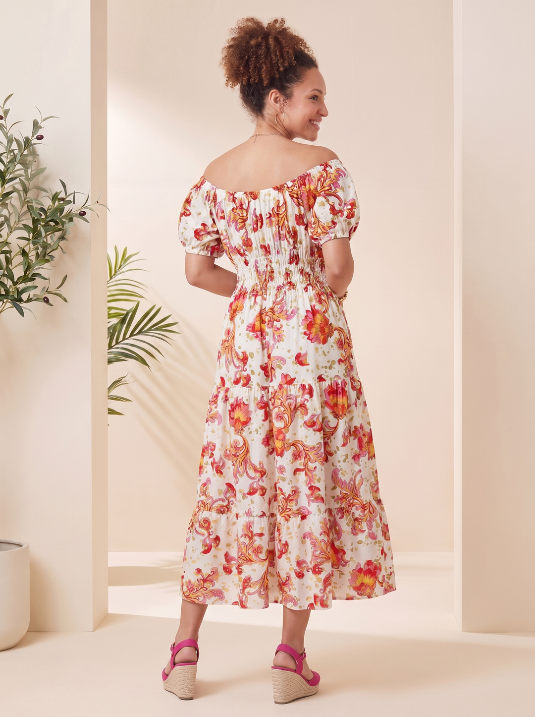 "MATILDA” Bordeaux Maxi Dress - Cream