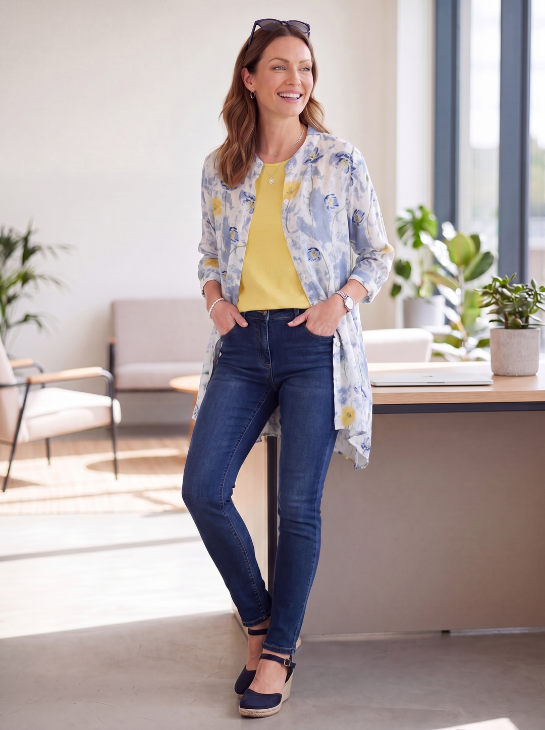 “MIA” Shacket / Tunic - Sky Blue/Lemon