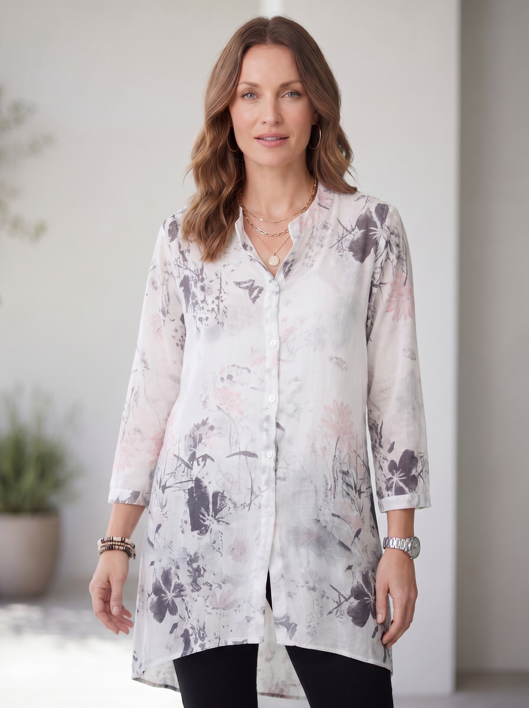 “MIA” Shacket / Tunic - Grey/Pink