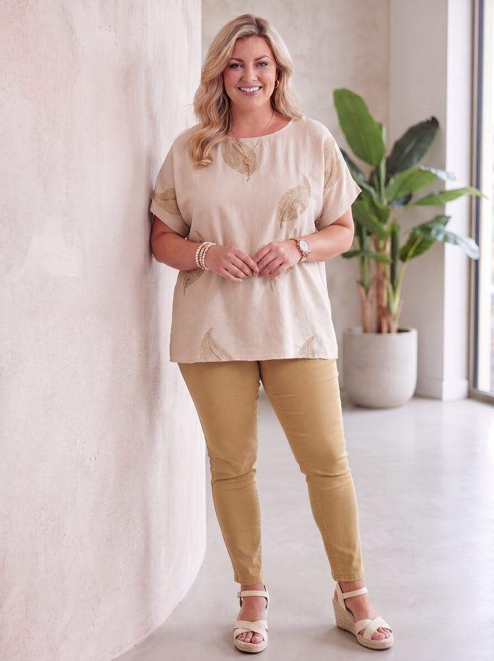 “JADA” Gold Leaf Print Top