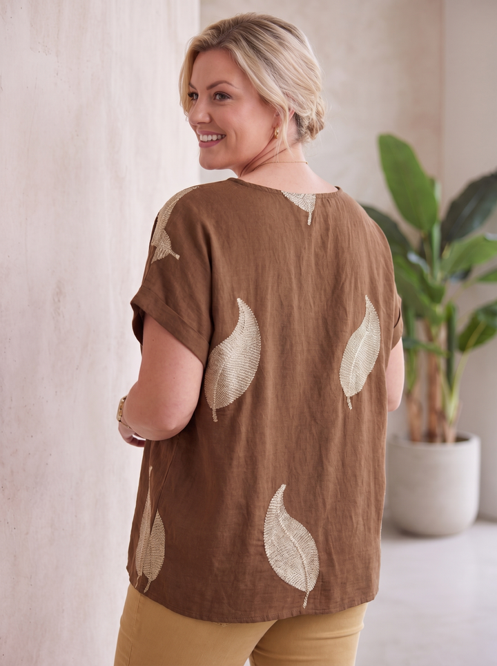 “JADA” Gold Leaf Print Top