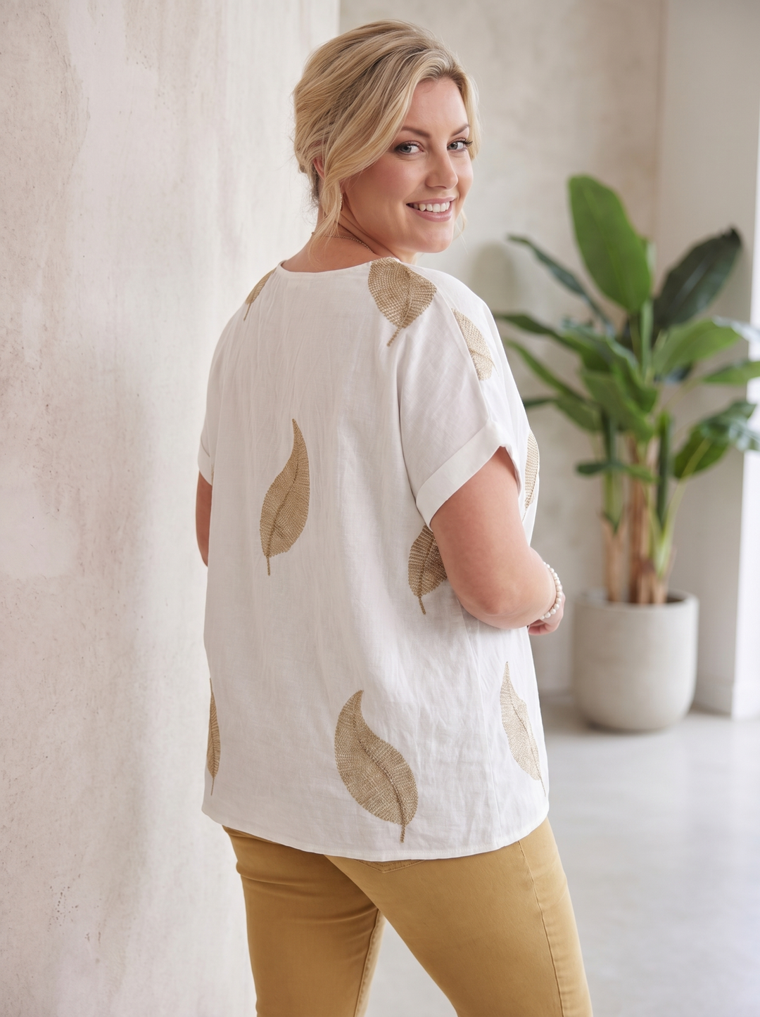 “JADA” Gold Leaf Print Top