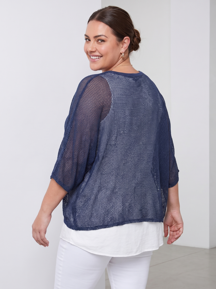 “DAVINA” Crossover Mesh Top With Vest