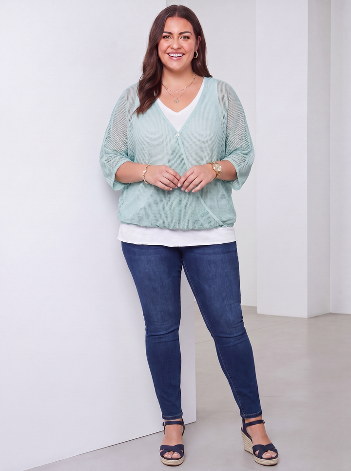 “DAVINA” Crossover Mesh Top With Vest