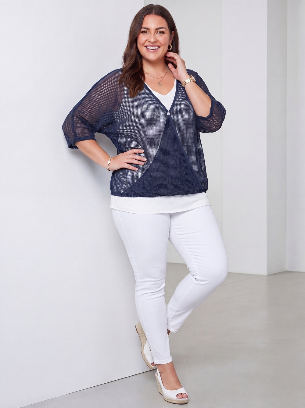 “DAVINA” Crossover Mesh Top With Vest