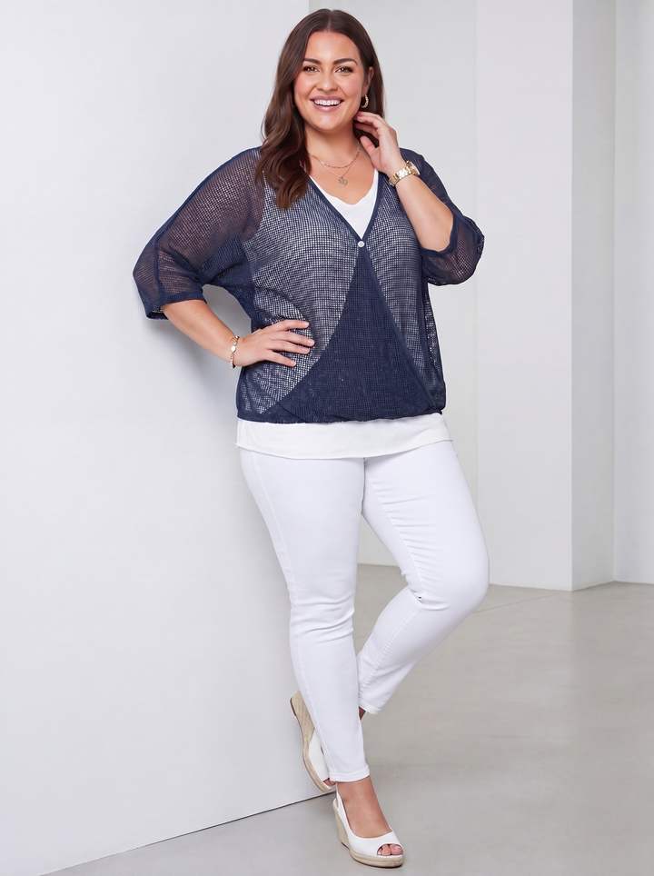 “DAVINA” Crossover Mesh Top With Vest