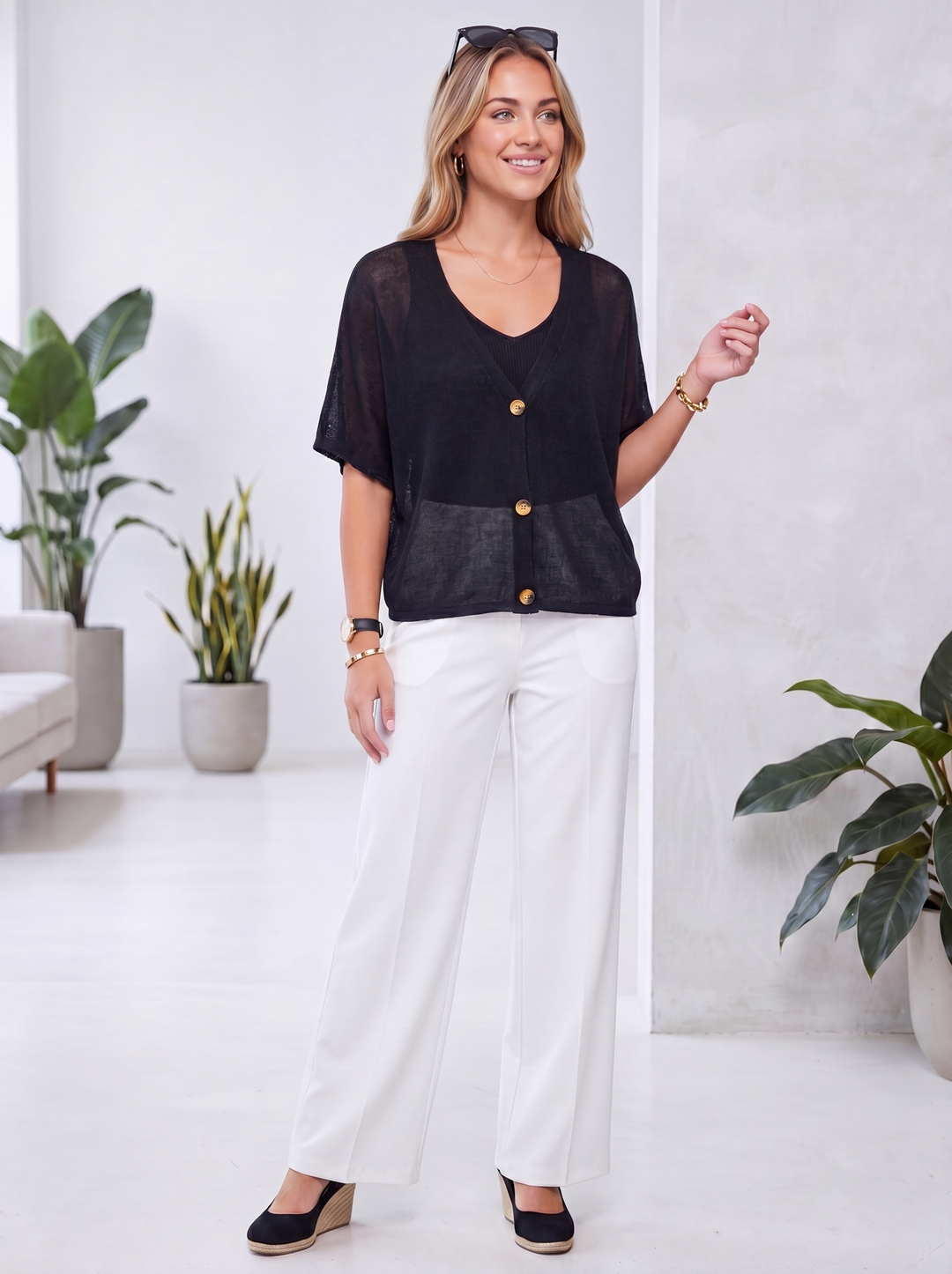 “LEYLA” Fine Knit Cardigan / Top