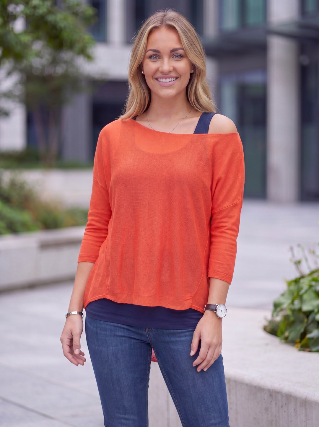 “PEARL” Fine Knit Top - Coral