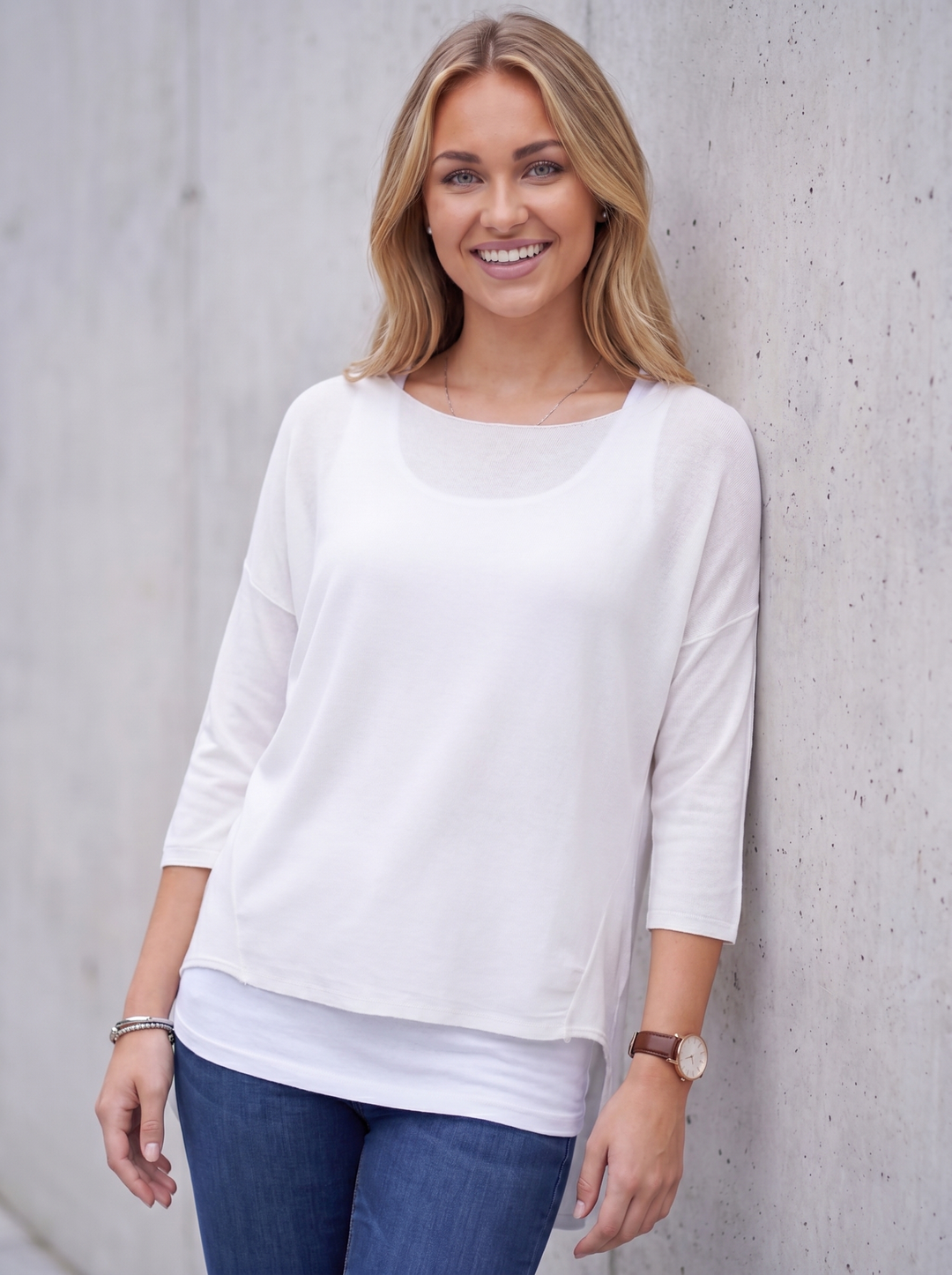 “PEARL” Fine Knit Top - White