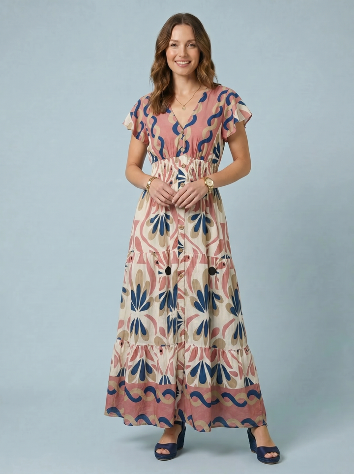"PEYTON" Artistic Print Maxi Dress