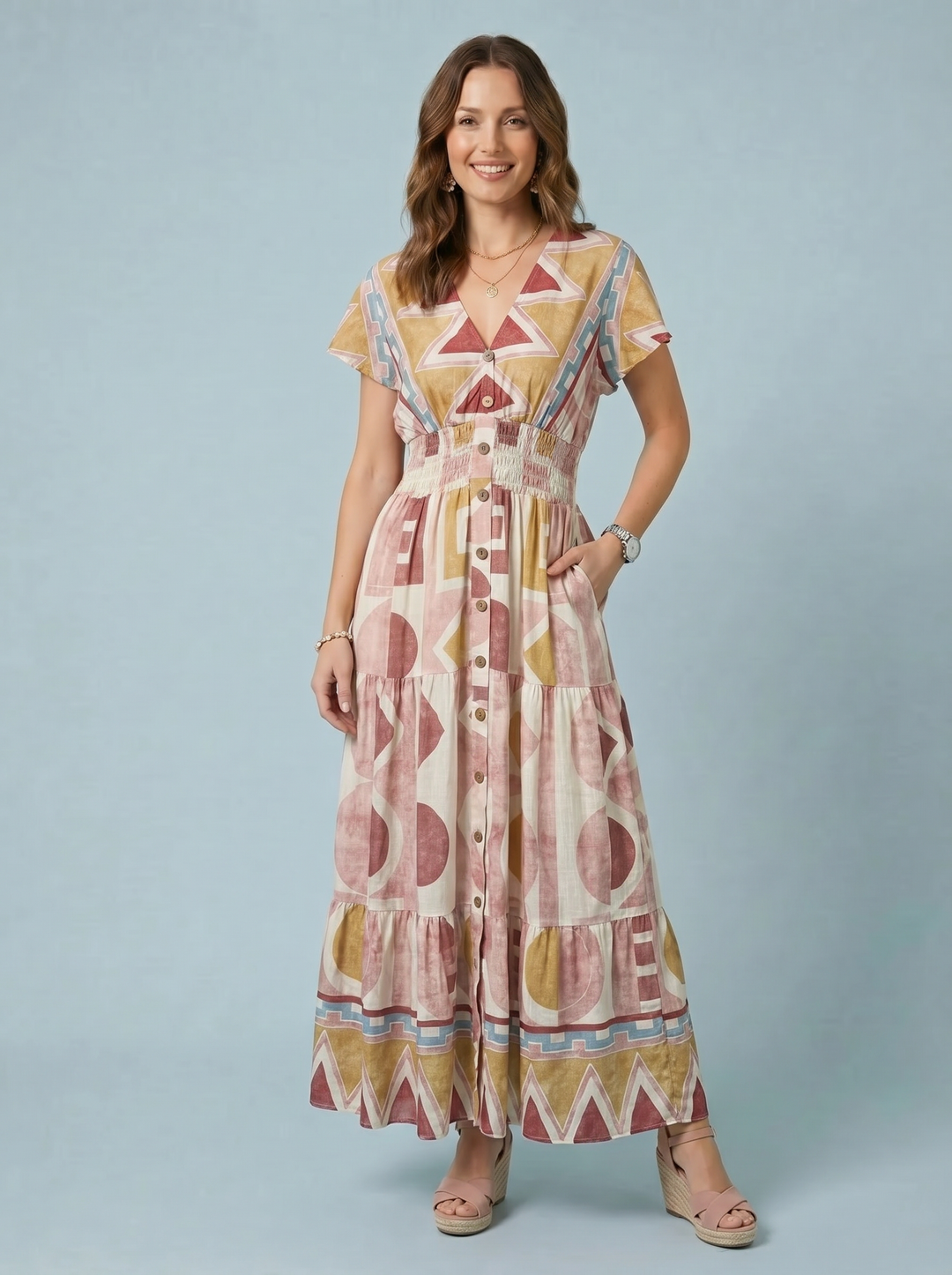 "PEYTON" Artistic Print Maxi Dress