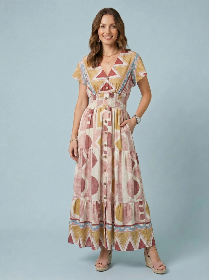 "PEYTON" Artistic Print Maxi Dress