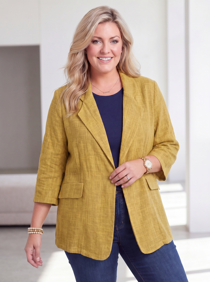 “MAXINE” Relaxed Fit Cotton Blazer- Mustard