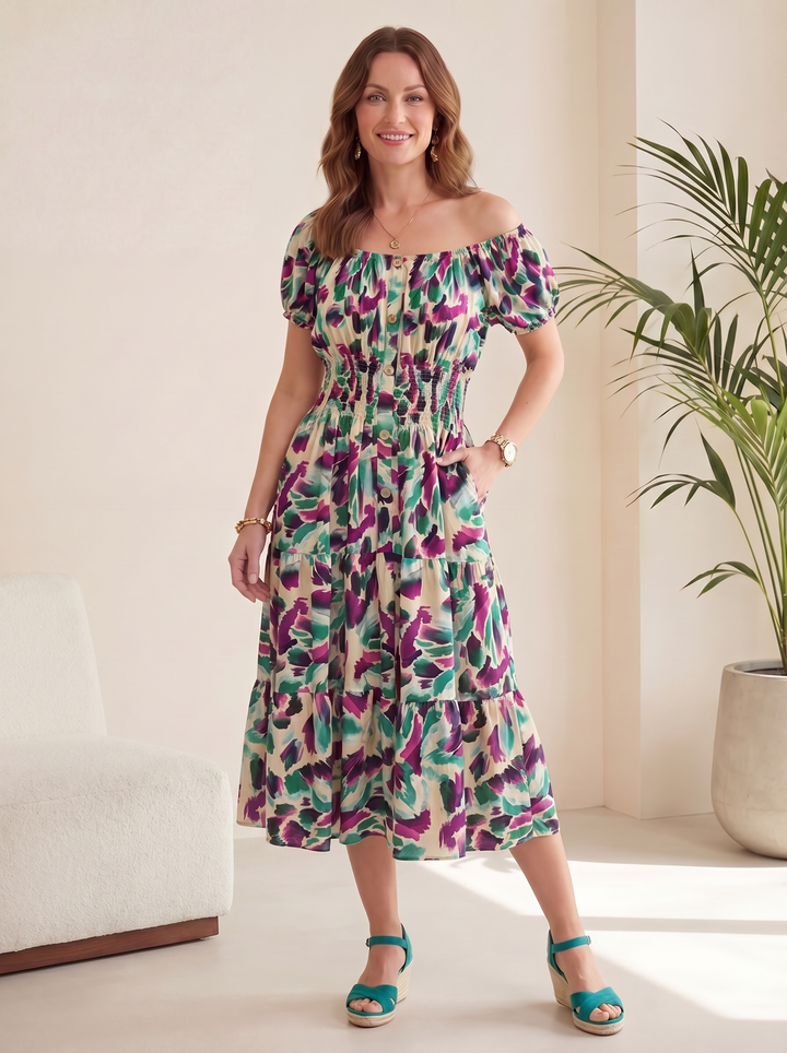 “MELANIE” Bardeoux Midi Dress - floral