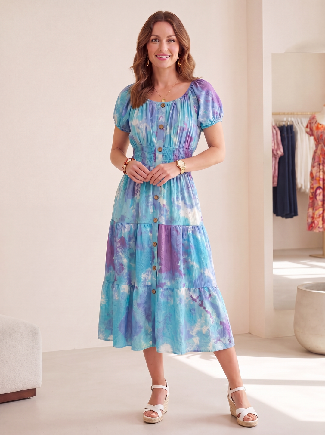 “MELANIE” Bardeoux Midi Dress