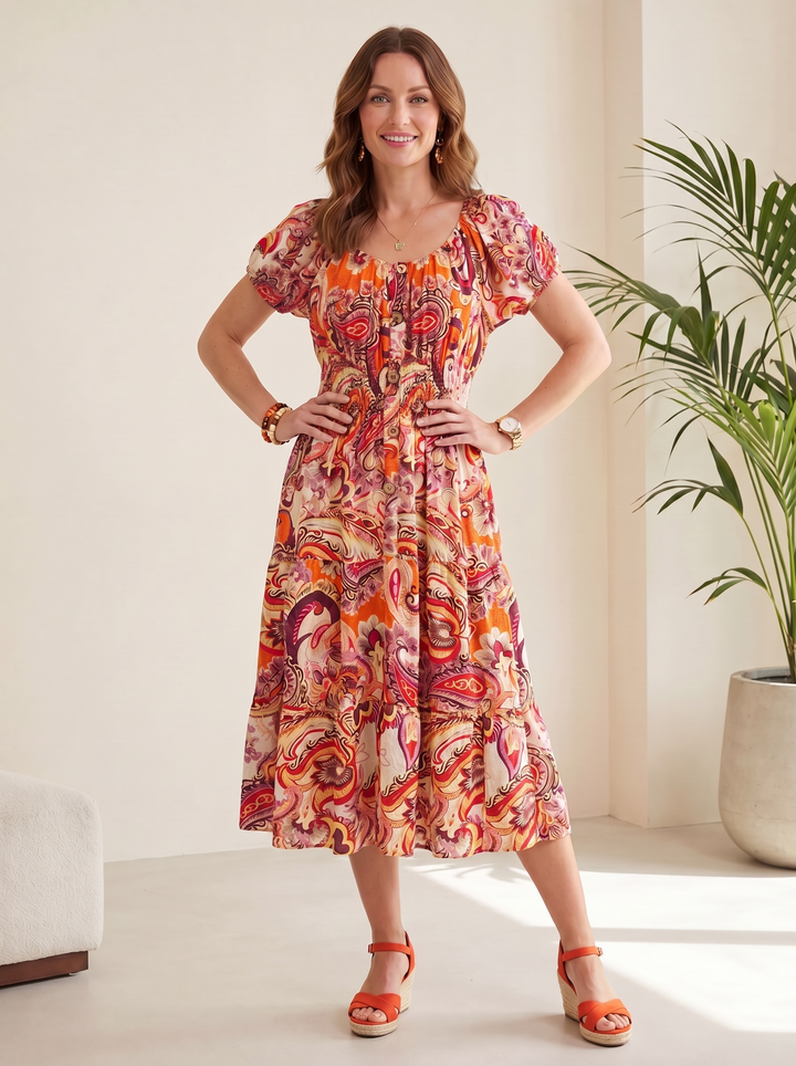 “MELANIE” Bardeoux Midi Dress