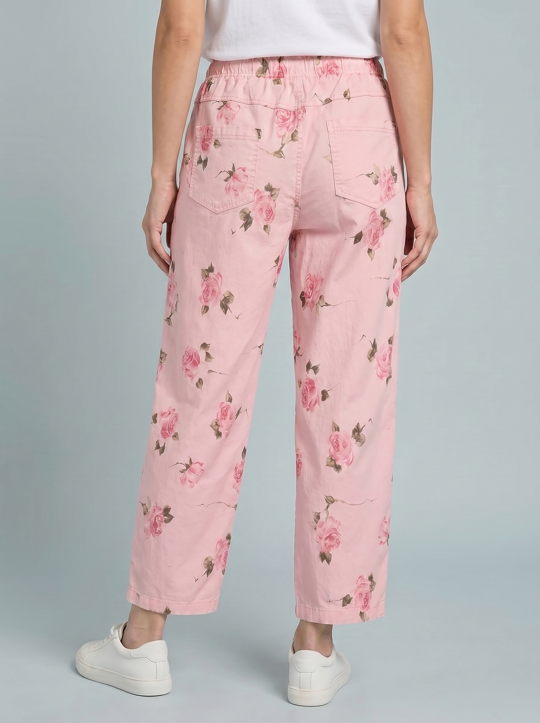 “ANGELA” Canvas Barrel Trouser - Floral Print