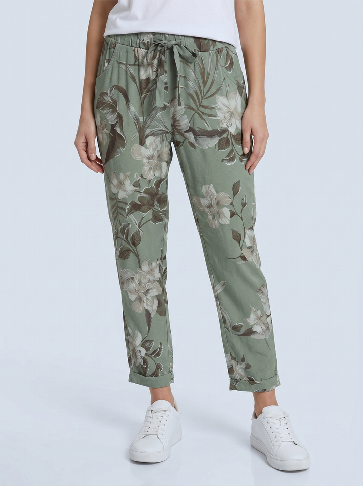 “FLORA” Trouser - Khaki floral