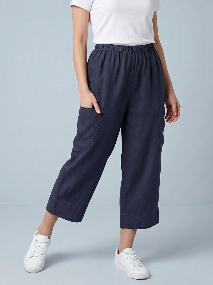 "VICKY” Crop Linen Trouser
