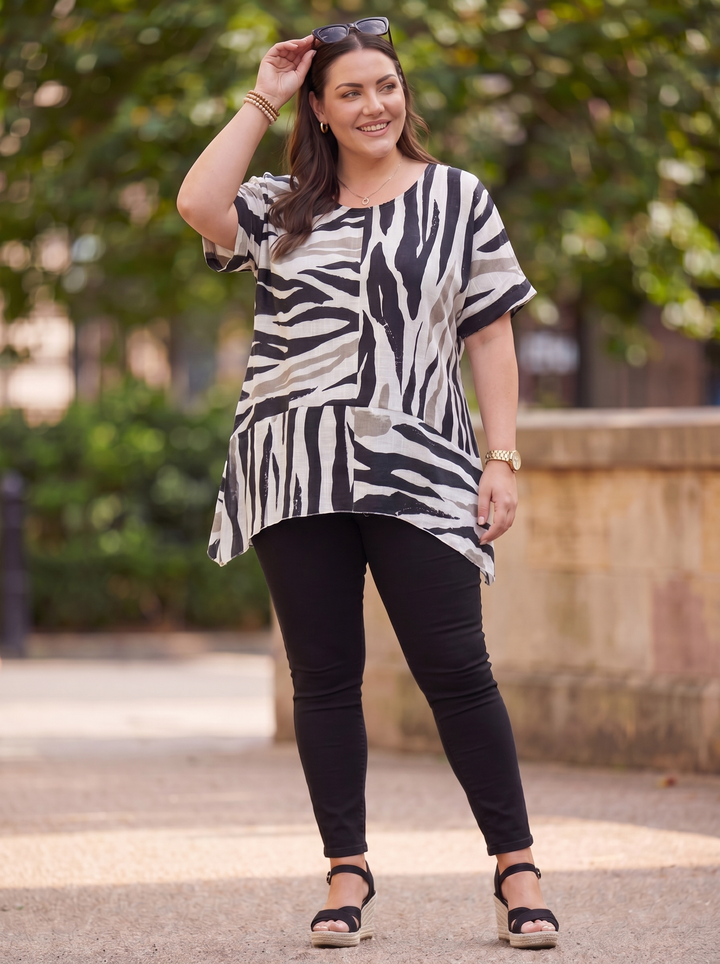 “BAILEY” Zebra Print Cotton Top