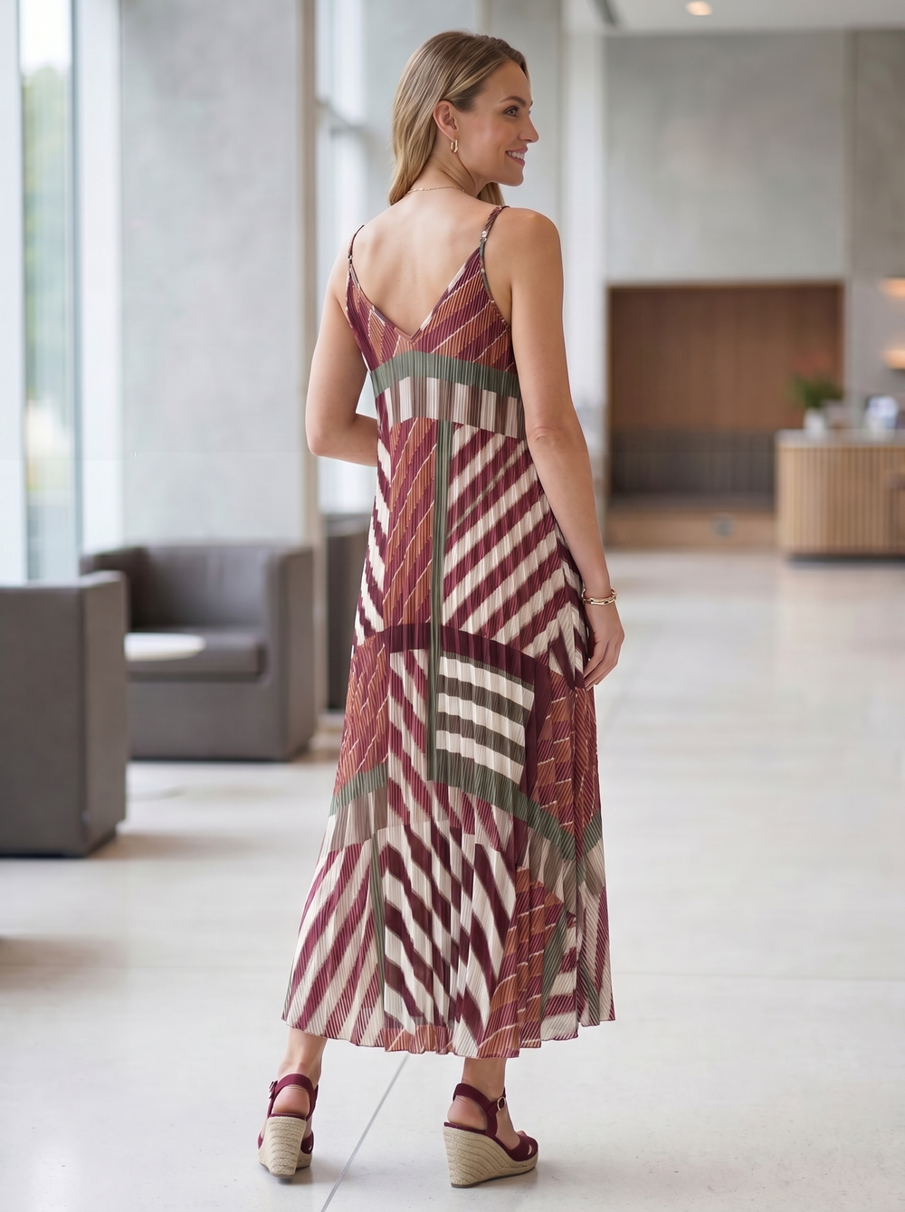 “HENLEY” Abstrat Geometric V-Neck Dress