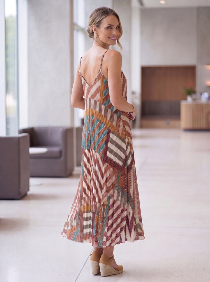 “HENLEY” Abstrat Geometric V-Neck Dress