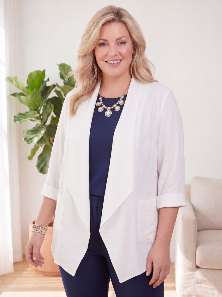 "AVA" Waterfall Jacket - White