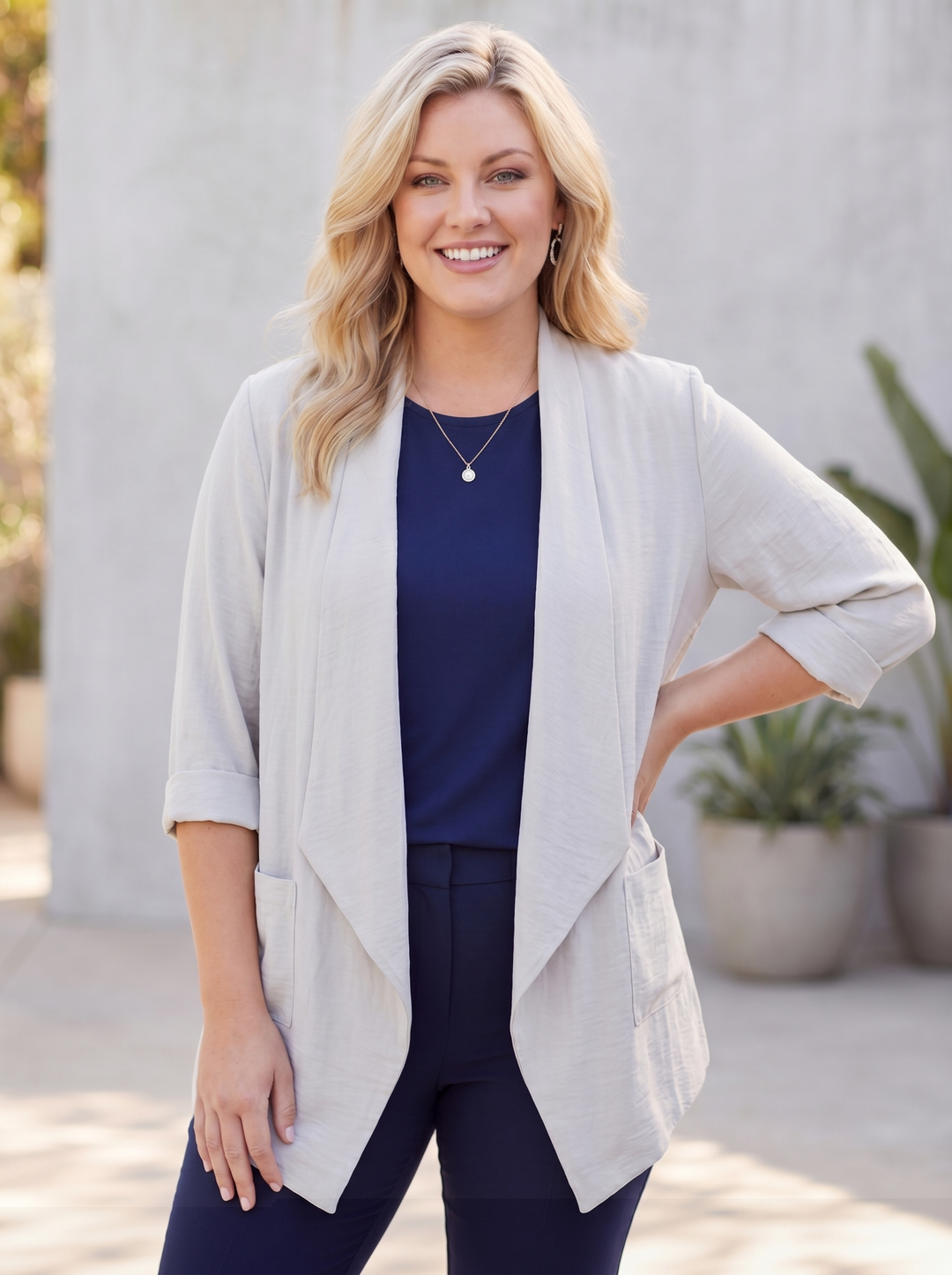 "AVA" Waterfall Jacket - cream