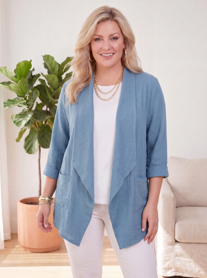 "AVA" Waterfall Jacket - denim