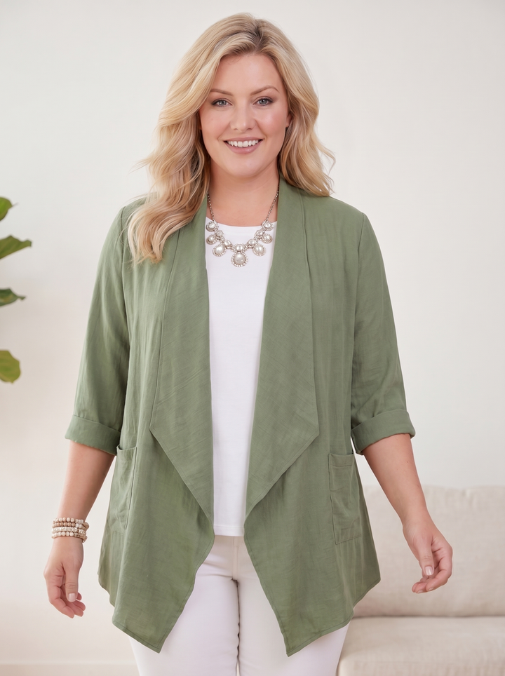 "AVA" Waterfall Jacket - khaki