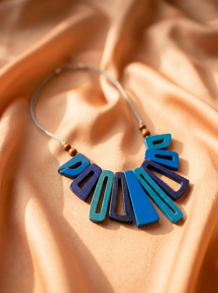 Blue Geometric Statement Necklace