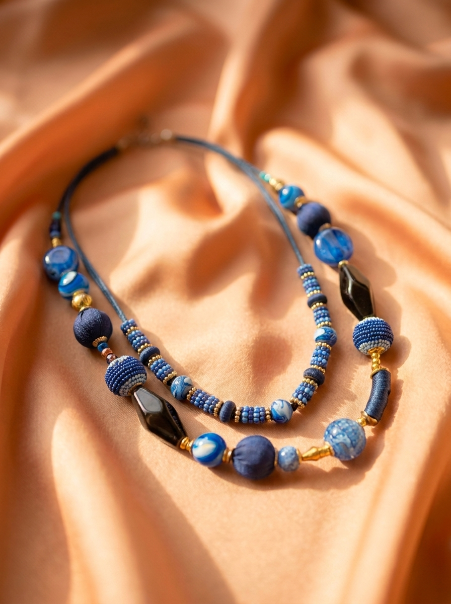 Luxury Blue Mixed Bead Necklace