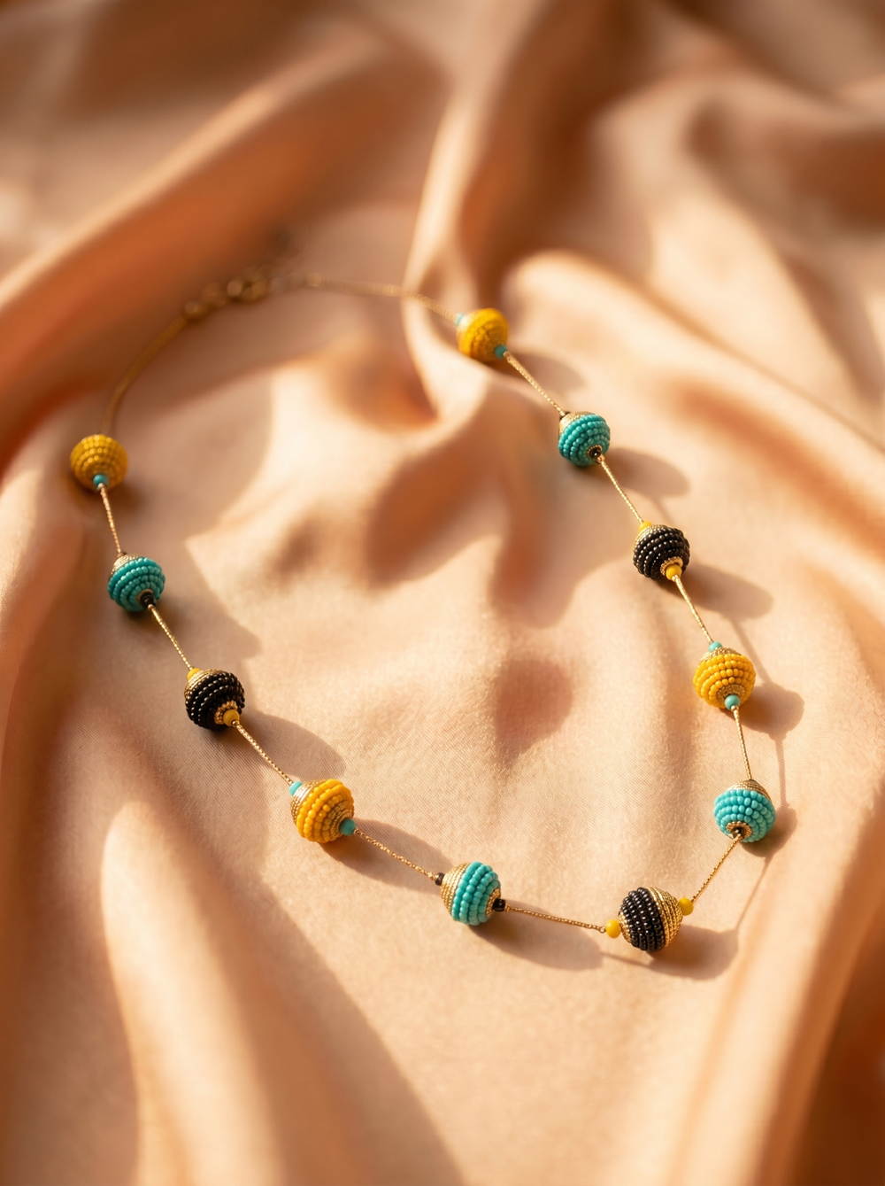 Yellow & Turquoise Beaded Necklace