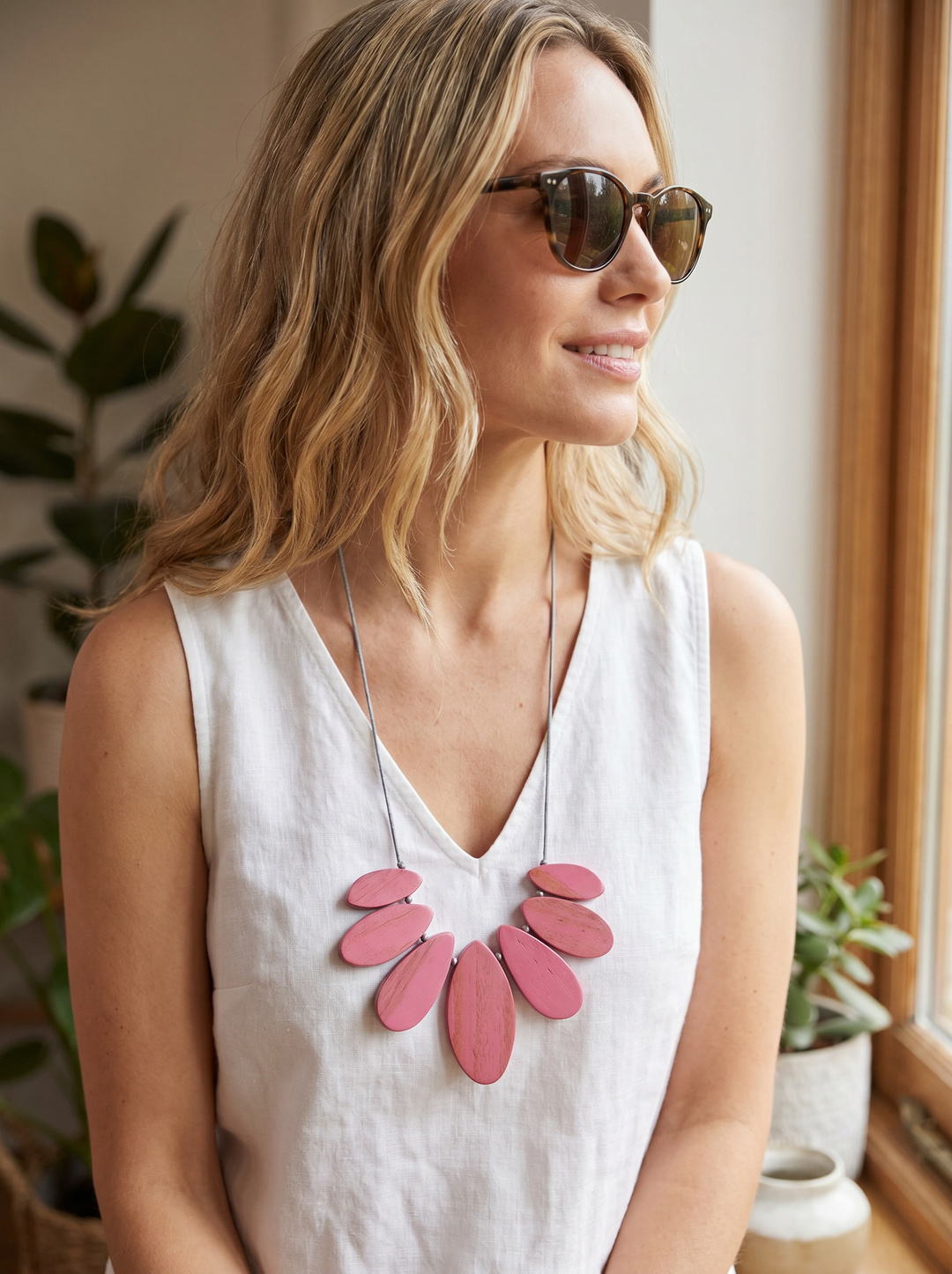 Pink Petal Statement Necklace